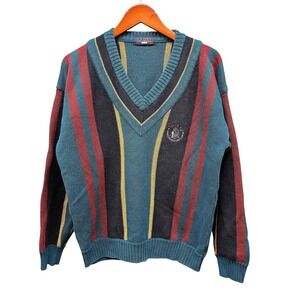 Vintage 1995 US Open Shinnecock Hills Men's M V-Neck Striped Sweater Golf